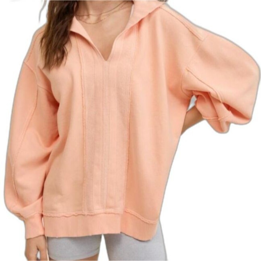 Aerie Starry Skies Open Neck Sweatshirt Color Beach Peach Comfy Oversize Size XL